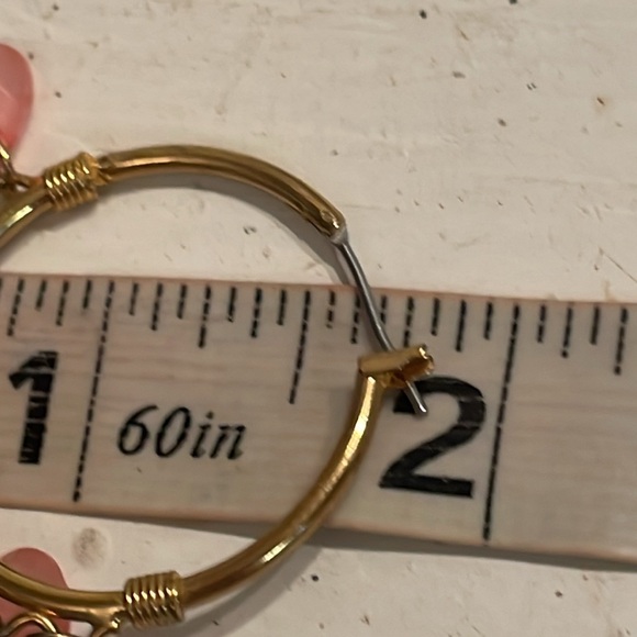 1.75” gold plated hypoallergenic Cleopatra open hoop latch back earrings - Picture 9 of 12